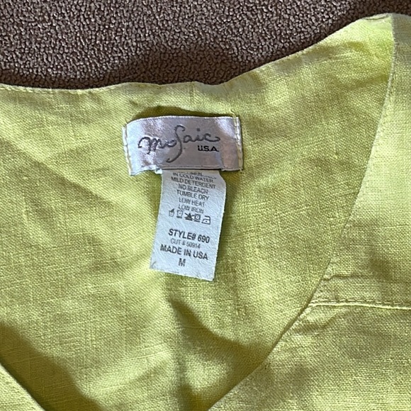 Mosaic USA Yellow Linen Tunic Top Shirt Size Medium - Picture 4 of 6